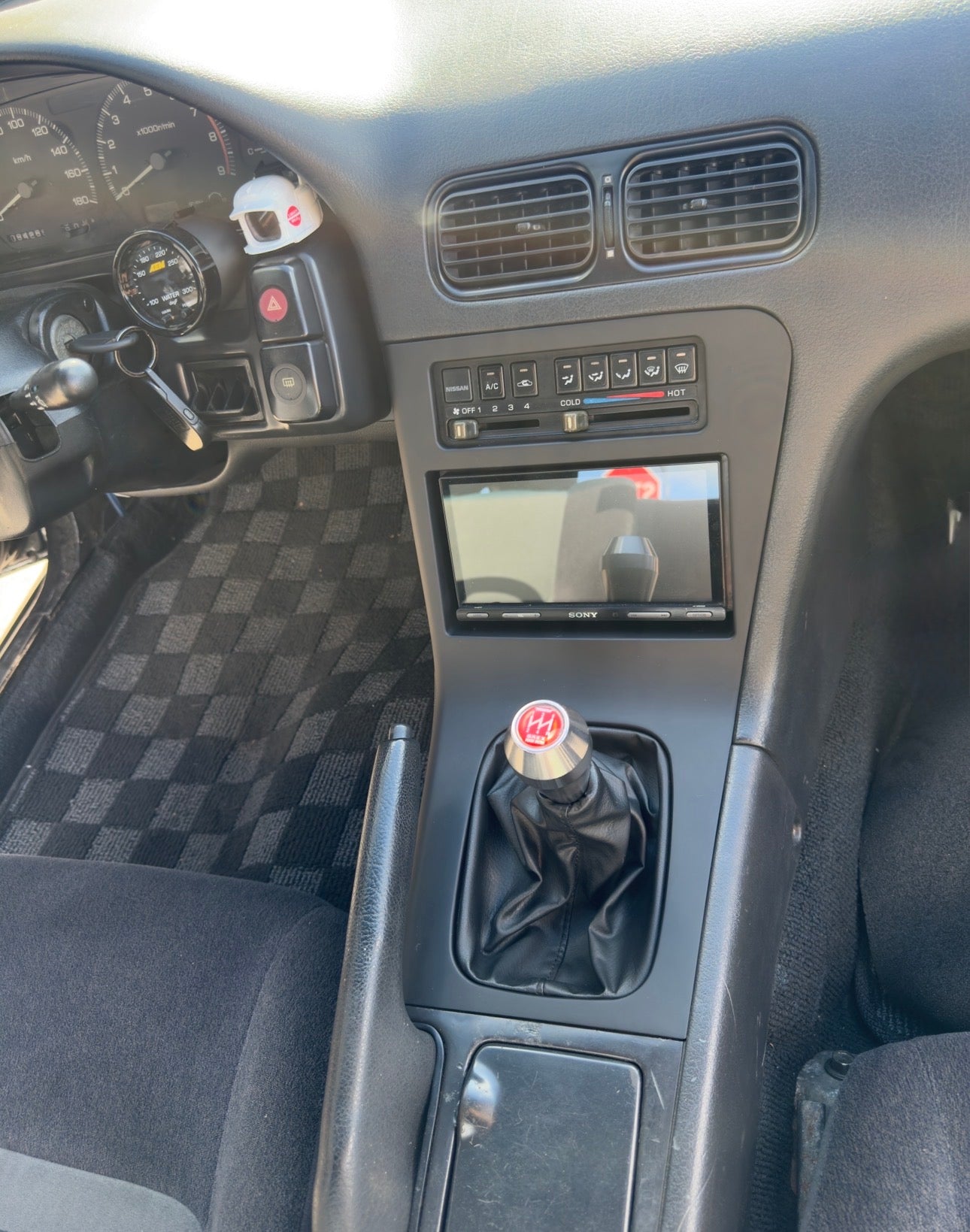 Nissan Silvia S13 / Nissan 180SX / Nissan 200SX / Nissan 240SX LHD Center Console Radio / Shifter Trim with Shift Boot Retainer – OEM 68260-40F00 & 96935-35F10 Reproduction