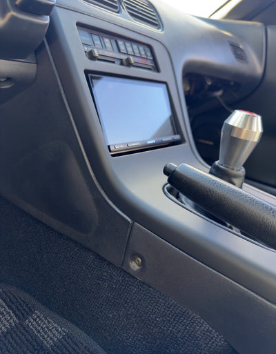 Nissan Silvia S13 / Nissan 180SX / Nissan 200SX / Nissan 240SX LHD Center Console Radio / Shifter Trim with Shift Boot Retainer – OEM 68260-40F00 & 96935-35F10 Reproduction