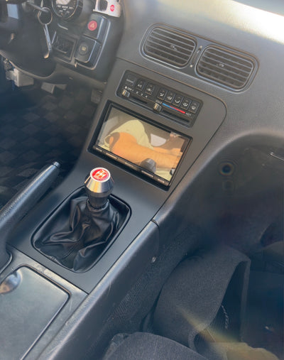 Nissan Silvia S13 / Nissan 180SX / Nissan 200SX / Nissan 240SX LHD Center Console Radio / Shifter Trim with Shift Boot Retainer – OEM 68260-40F00 & 96935-35F10 Reproduction